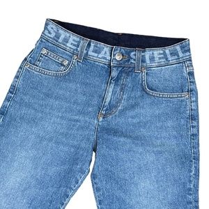 Stella McCartney Logo Medium  Wash Blue Slim Cut Denim Jeans Womens 24